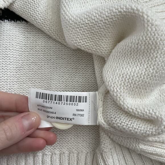 ZARA x Pepo Moreno White Cardigan Sz Medium “Have You Seen My Smile?” Distressed - Picture 9 of 12